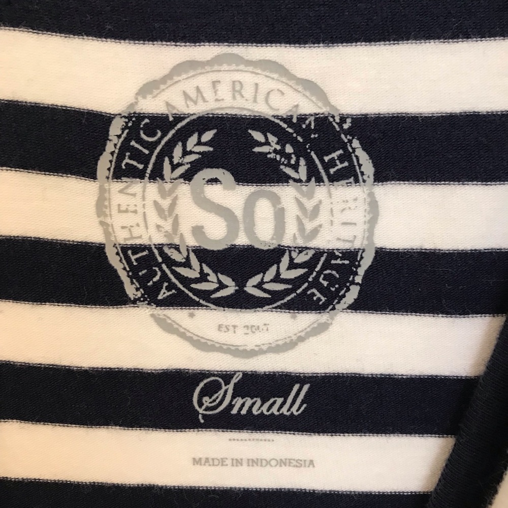 SO Navy and White Striped Spaghetti Strap Sundress, Size Small - Picture 3 of 7